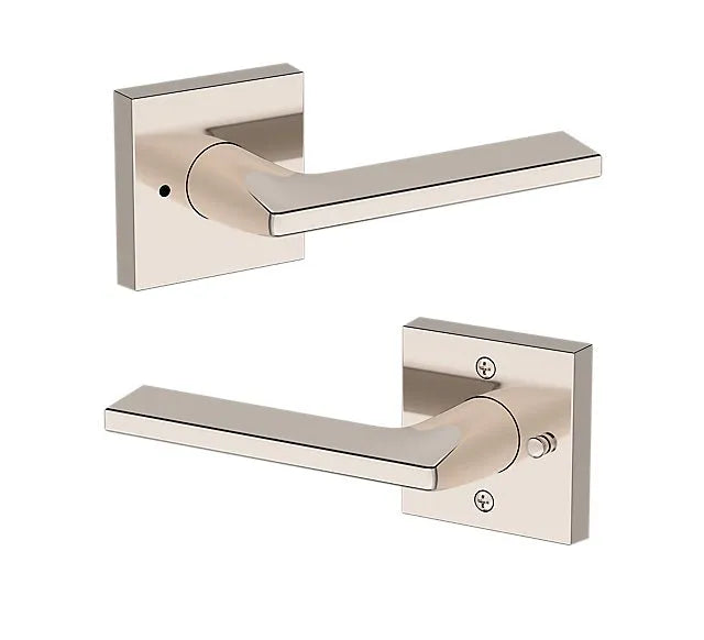 Baldwin Anaheim Hills Lever with Contemporary Square Rosette in Lifetime Polished Nickel finish