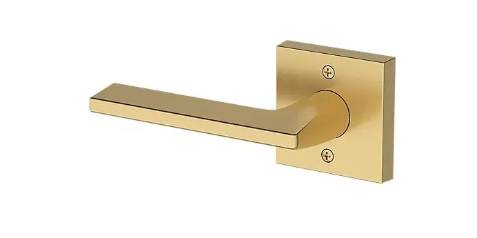 Baldwin Anaheim Hills Lever with Contemporary Square Rosette in Lifetime Satin Brass finish