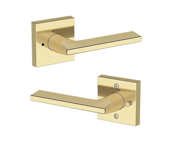 Baldwin Anaheim Hills Lever with Contemporary Square Rosette in Non-Lacquered Brass finish