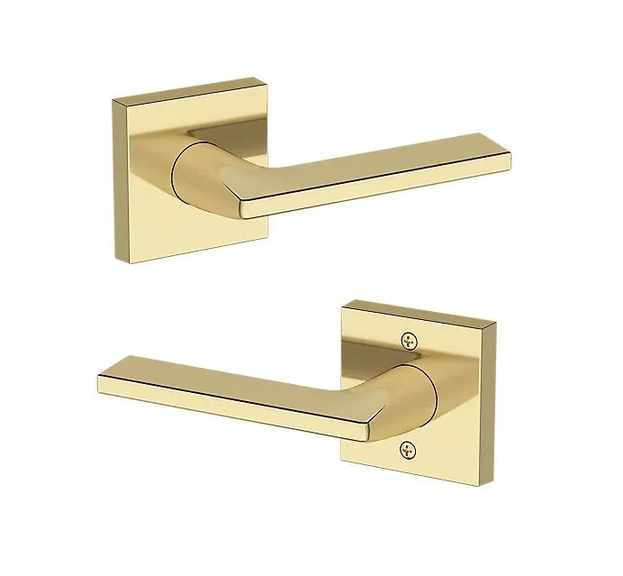 Baldwin Anaheim Hills Lever with Contemporary Square Rosette in Non-Lacquered Brass finish