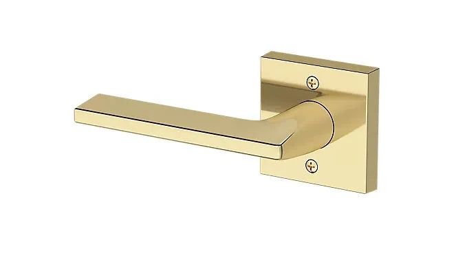 Baldwin Anaheim Hills Lever with Contemporary Square Rosette in Non-Lacquered Brass finish