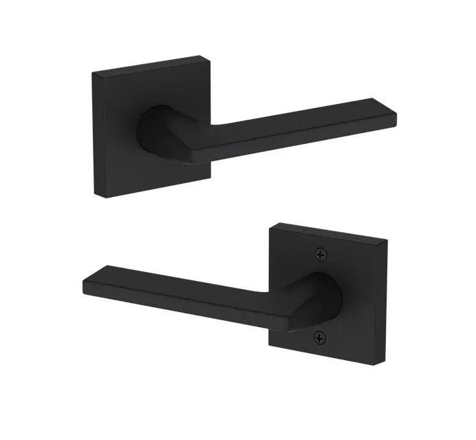 Baldwin Anaheim Hills Lever with Contemporary Square Rosette in Satin Black finish