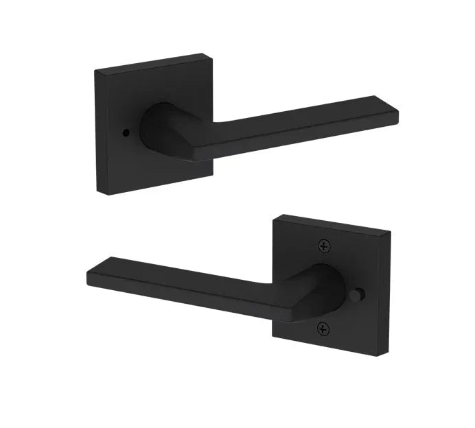 Baldwin Anaheim Hills Lever with Contemporary Square Rosette in Satin Black finish