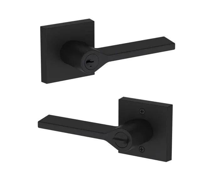 Baldwin Anaheim Hills Lever with Contemporary Square Rosette in Satin Black finish