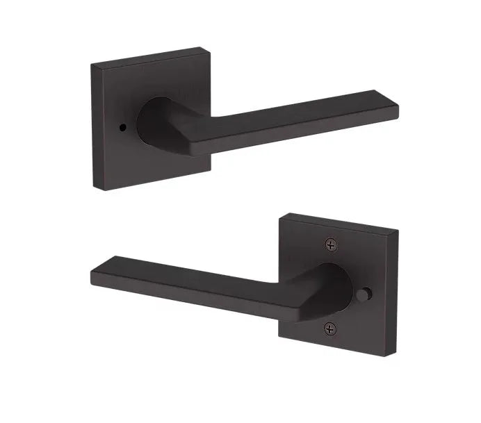 Baldwin Anaheim Hills Lever with Contemporary Square Rosette in Venetian Bronze finish