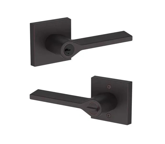 Baldwin Anaheim Hills Lever with Contemporary Square Rosette in Venetian Bronze finish