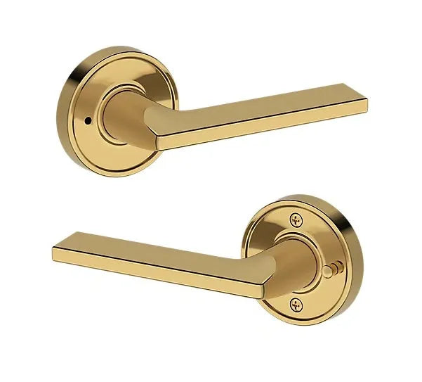 Baldwin Anaheim Hills Lever with Recessed Round Rosette in Lifetime Polished Brass finish