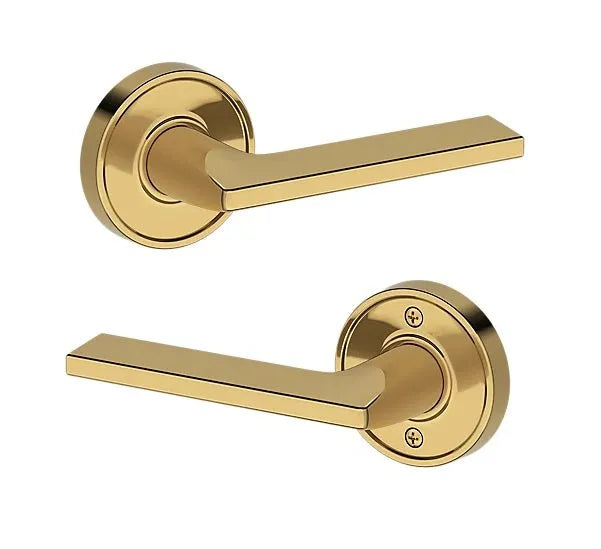 Baldwin Anaheim Hills Lever with Recessed Round Rosette in Lifetime Polished Brass finish
