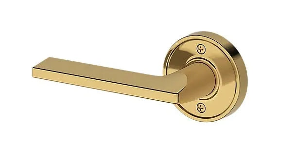 Baldwin Anaheim Hills Lever with Recessed Round Rosette in Lifetime Polished Brass finish