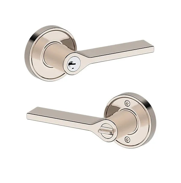 Baldwin Anaheim Hills Lever with Recessed Round Rosette in Lifetime Polished Nickel finish