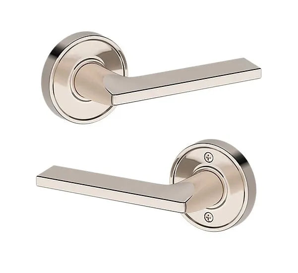 Baldwin Anaheim Hills Lever with Recessed Round Rosette in Lifetime Polished Nickel finish