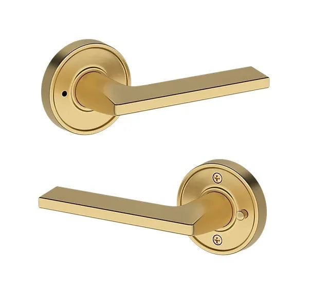Baldwin Anaheim Hills Lever with Recessed Round Rosette in Lifetime Satin Brass finish