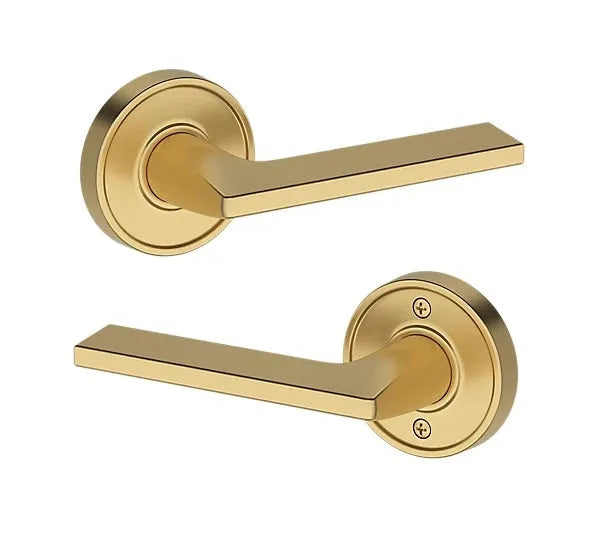 Baldwin Anaheim Hills Lever with Recessed Round Rosette in Lifetime Satin Brass finish