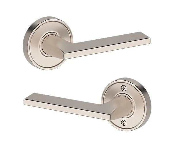 Baldwin Anaheim Hills Lever with Recessed Round Rosette in Lifetime Satin Nickel finish