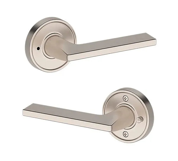 Baldwin Anaheim Hills Lever with Recessed Round Rosette in Lifetime Satin Nickel finish