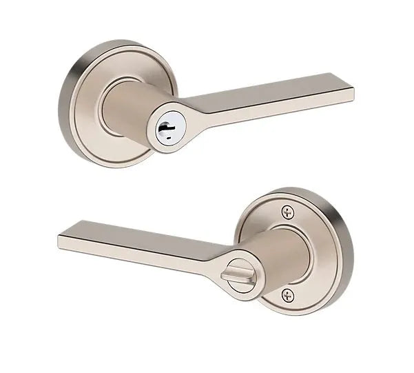 Baldwin Anaheim Hills Lever with Recessed Round Rosette in Lifetime Satin Nickel finish