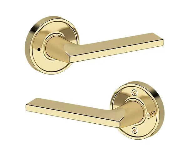 Baldwin Anaheim Hills Lever with Recessed Round Rosette in Non-Lacquered Brass finish