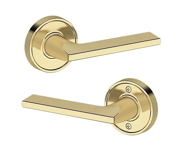 Baldwin Anaheim Hills Lever with Recessed Round Rosette in Non-Lacquered Brass finish