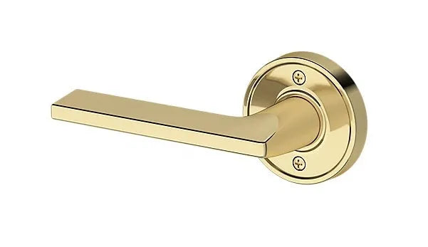 Baldwin Anaheim Hills Lever with Recessed Round Rosette in Non-Lacquered Brass finish