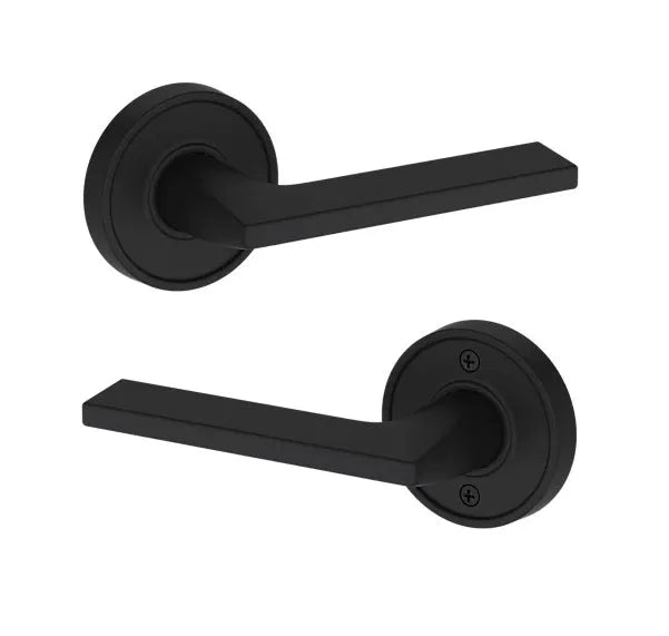 Baldwin Anaheim Hills Lever with Recessed Round Rosette in Satin Black finish