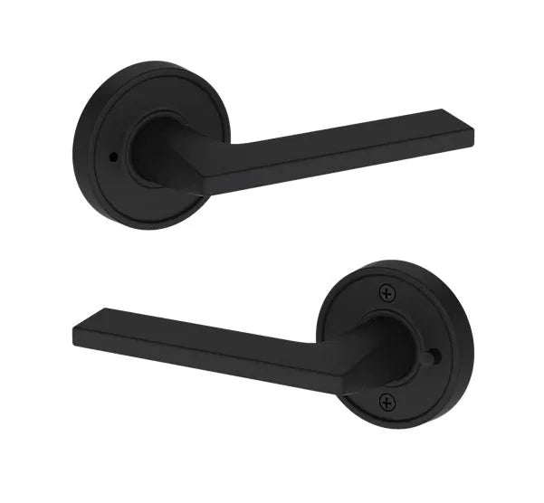 Baldwin Anaheim Hills Lever with Recessed Round Rosette in Satin Black finish