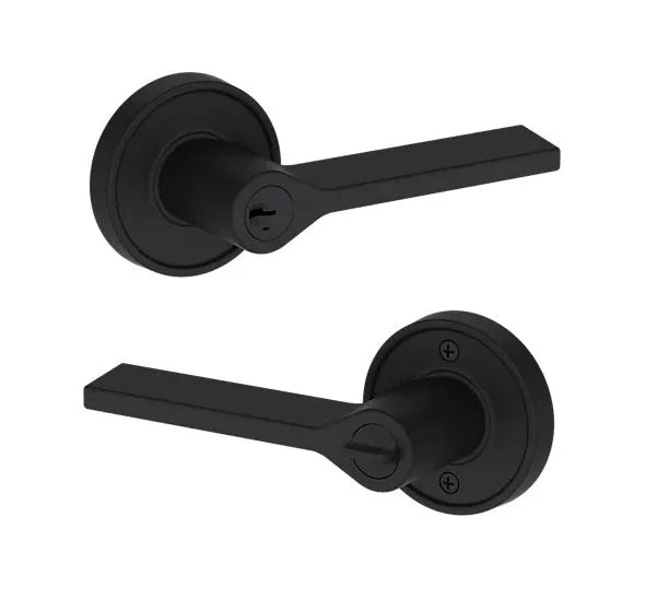 Baldwin Anaheim Hills Lever with Recessed Round Rosette in Satin Black finish