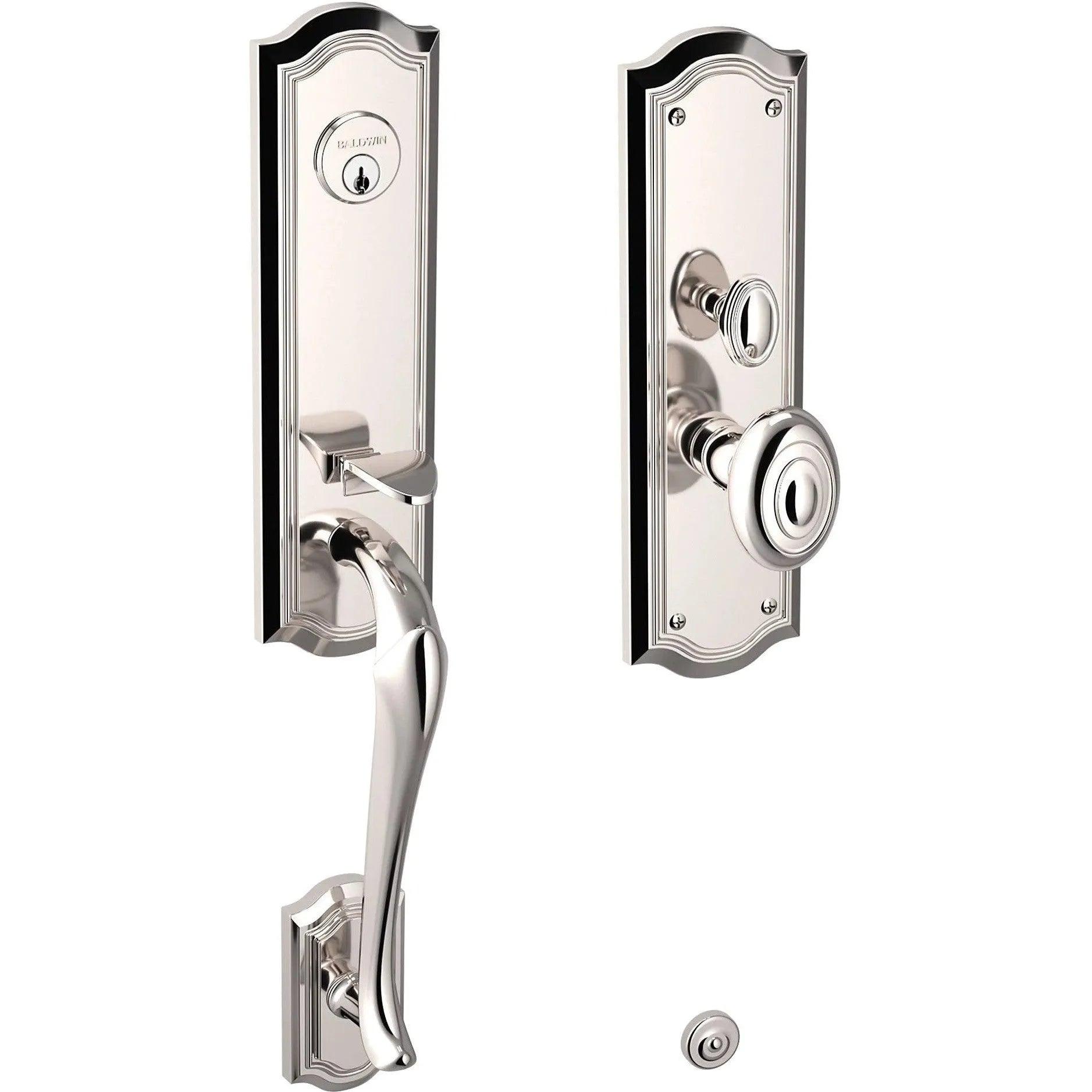 Baldwin Estate Bethpage Mortise Handleset Trim with Interior Knob in Lifetime Polished Nickel finish