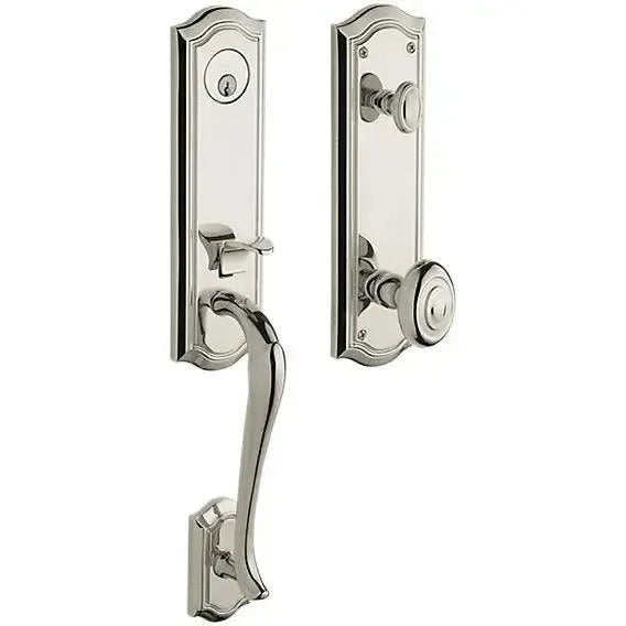 Baldwin Bethpage Single Cylinder Handleset with Interior 5077 Knob in Lifetime Polished Nickel finish