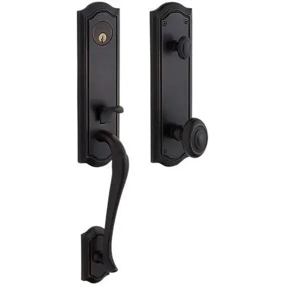 Baldwin Bethpage Single Cylinder Handleset with Interior 5077 Knob in Oil Rubbed Bronze finish