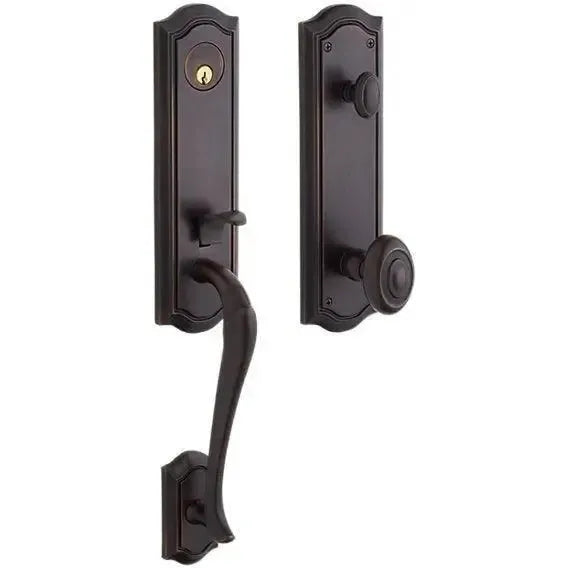 Baldwin Bethpage Single Cylinder Handleset with Interior 5077 Knob in Venetian Bronze finish