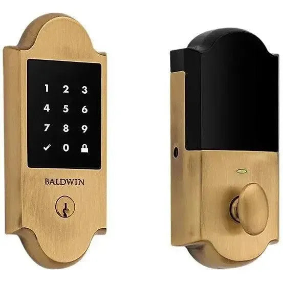 Baldwin Boulder Electronic Touchscreen Deadbolt in Satin Brass Brown finish