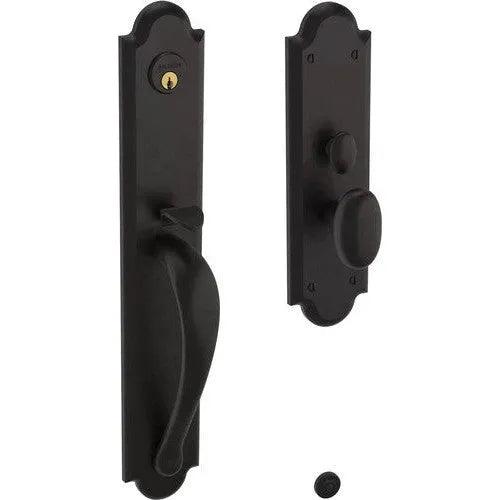 Baldwin Boulder Full Escutcheon Handleset Trim with Interior Knob Oil Rubbed Bronze