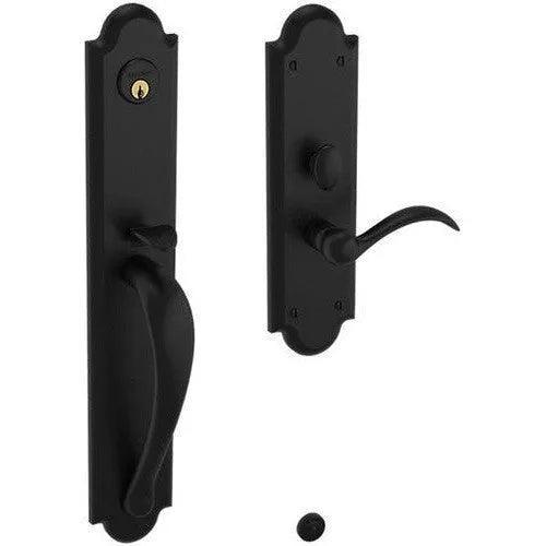 Baldwin Boulder Full Escutcheon Handleset Trim with Interior Lever Distressed Oil Rubbed Bronze