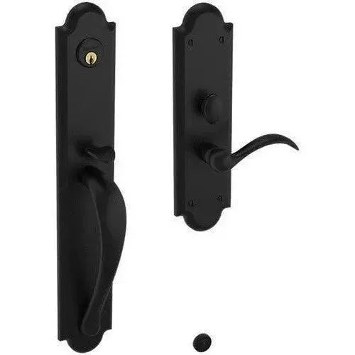Baldwin Boulder Full Escutcheon Mortise Handleset Trim with Interior Lever in Distressed Oil Rubbed Bronze finish
