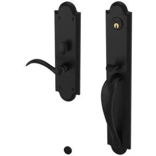 Baldwin Boulder Full Escutcheon Mortise Handleset Trim with Interior Lever in Distressed Oil Rubbed Bronze finish