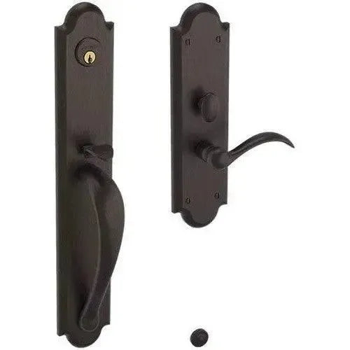 Baldwin Boulder Full Escutcheon Mortise Handleset Trim with Interior Lever in Venetian Bronze finish