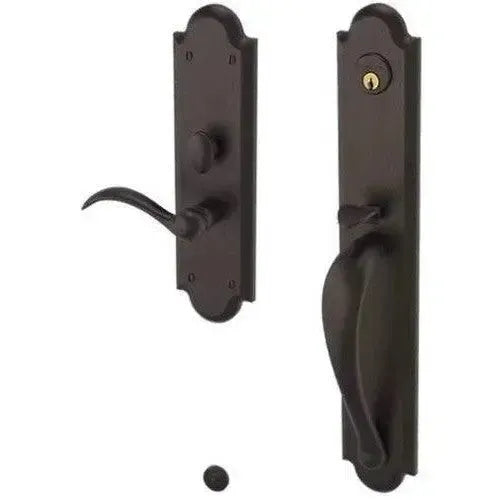 Baldwin Boulder Full Escutcheon Mortise Handleset Trim with Interior Lever in Venetian Bronze finish