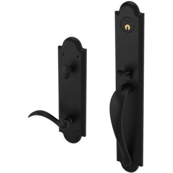 Baldwin Boulder Full Handleset with Interior 5452V Beavertail Lever Distressed Oil Rubbed Bronze