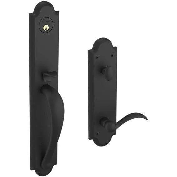 Baldwin Boulder Full Handleset with Interior 5452V Beavertail Lever Satin Black