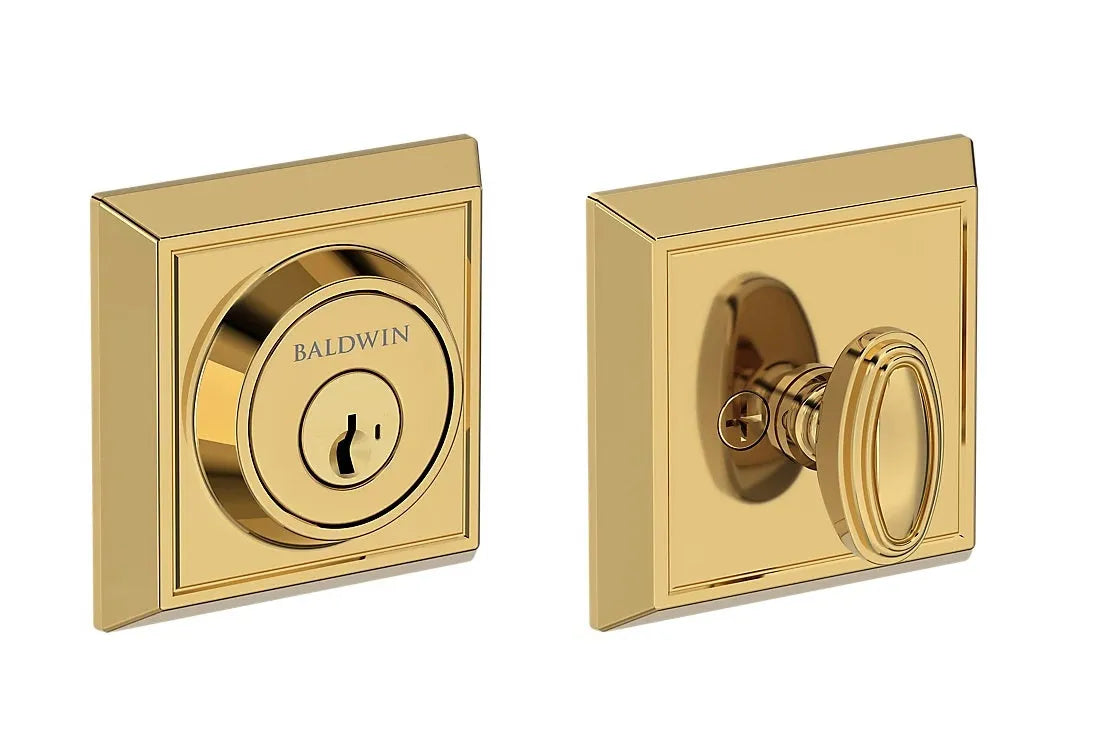 Baldwin Chamfered Square Deadbolt in Lifetime Polished Brass finish