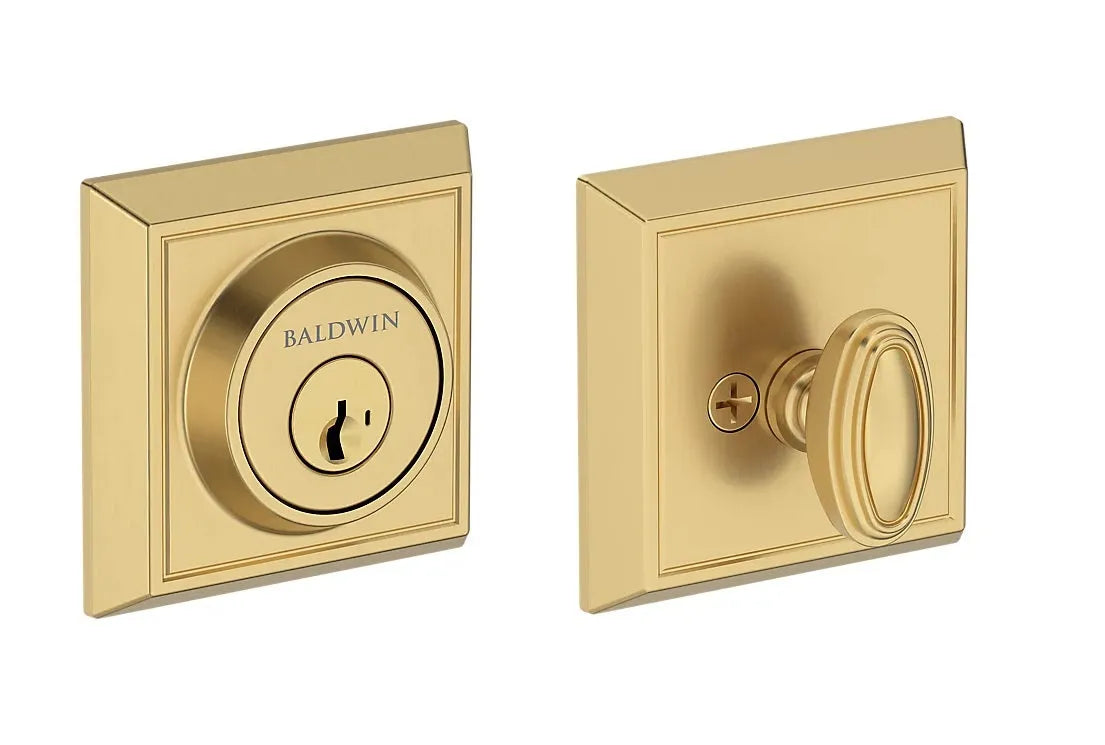 Baldwin Chamfered Square Deadbolt in Lifetime Satin Brass finish