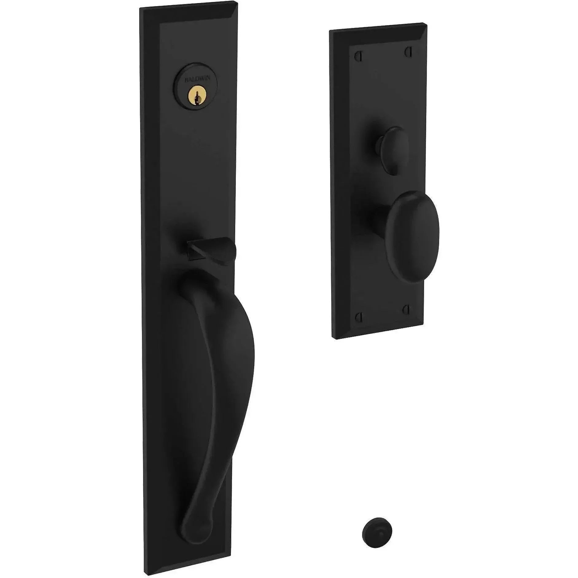 Baldwin Cody Full Escutcheon Mortise Handleset Trim with Interior Knob in Distressed Oil Rubbed Bronze finish