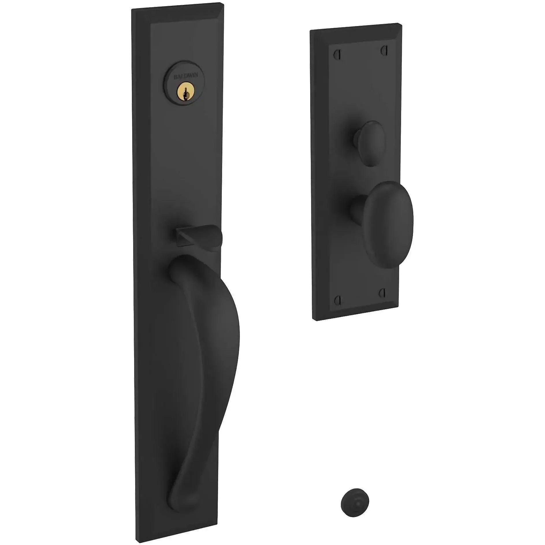 Baldwin Cody Full Escutcheon Mortise Handleset Trim with Interior Knob in Satin Black finish