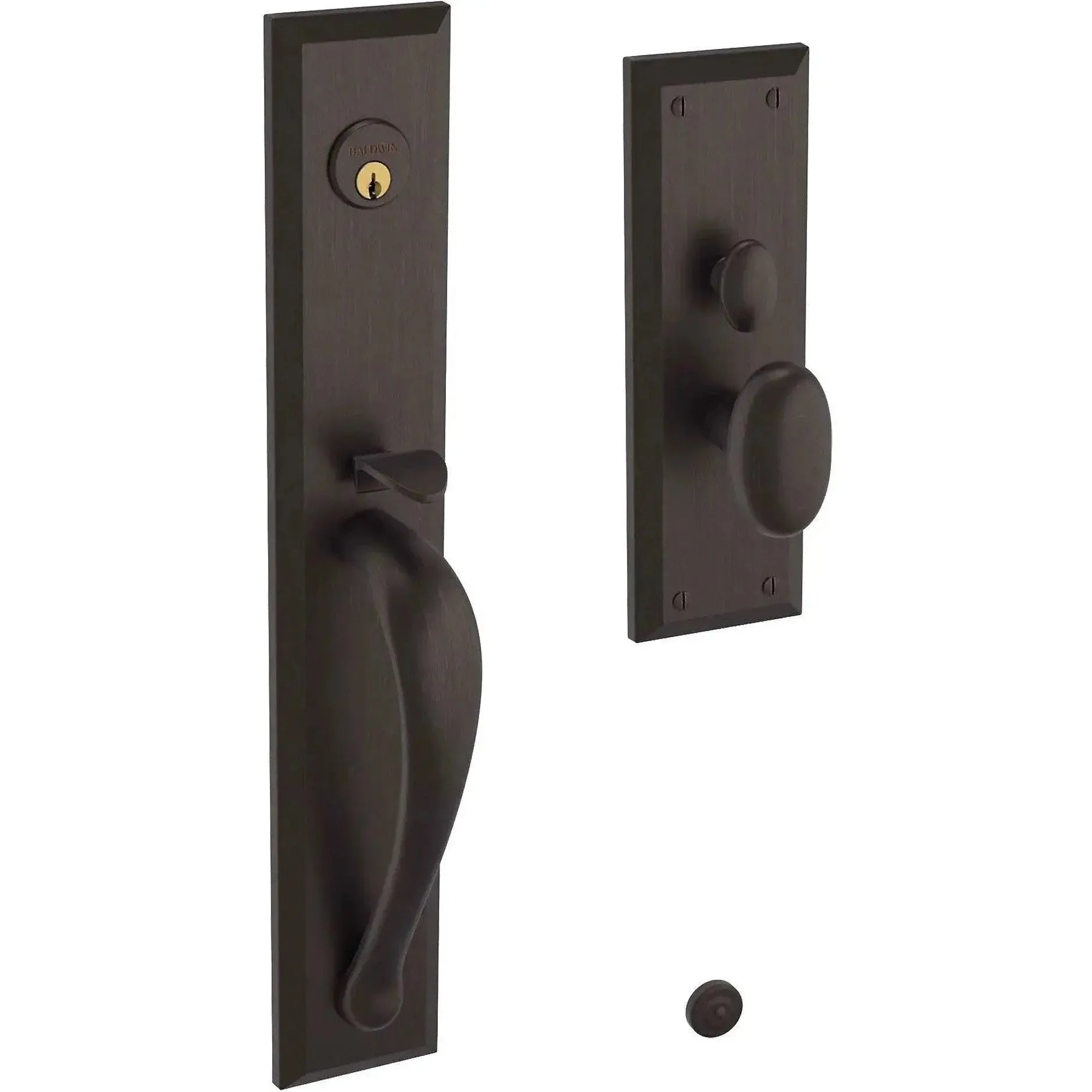 Baldwin Cody Full Escutcheon Mortise Handleset Trim with Interior Knob in Venetian Bronze finish