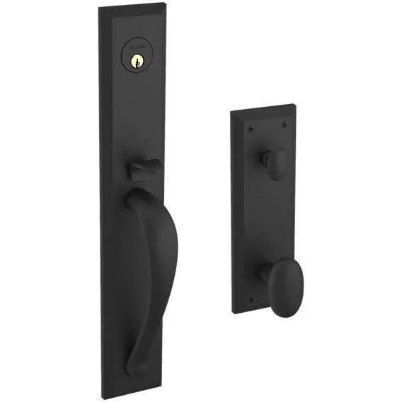 Baldwin Cody Full Handleset with Interior 5024 Oval Knob Satin Black