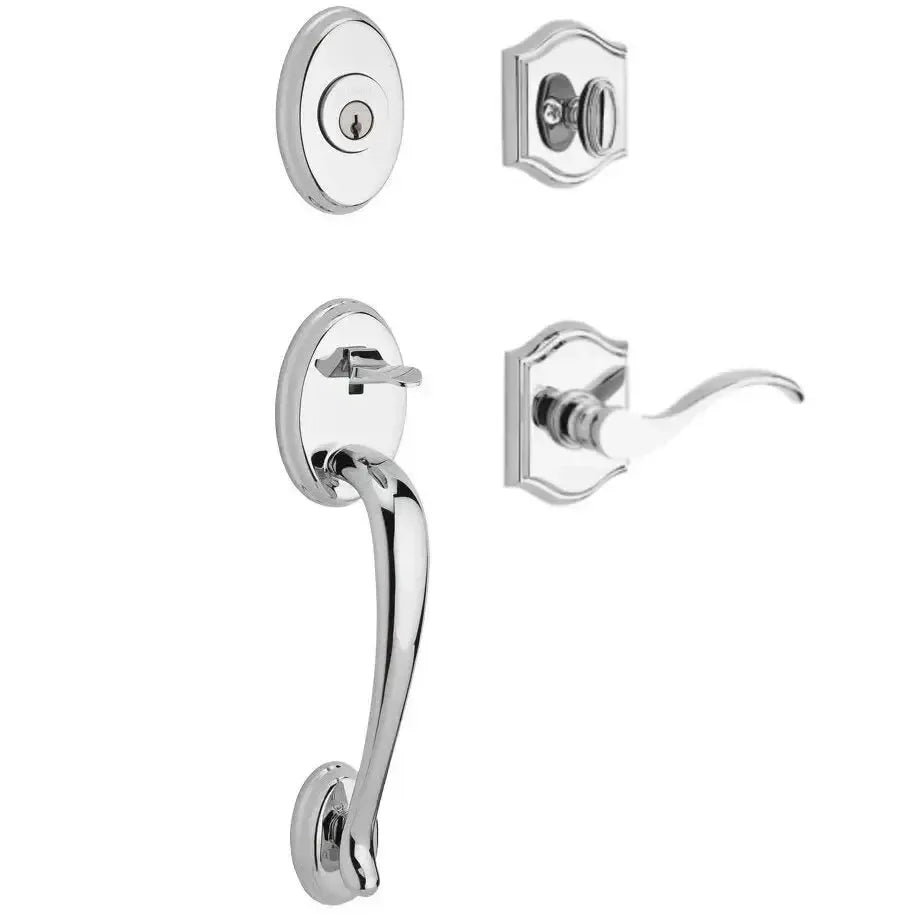 Baldwin ReserveBaldwin Columbus Handleset with Interior Curve Lever with Traditional Arch Rosette in 