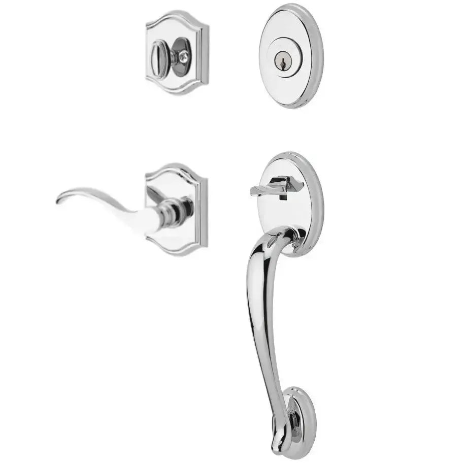 Baldwin ReserveBaldwin Columbus Handleset with Interior Curve Lever with Traditional Arch Rosette in 