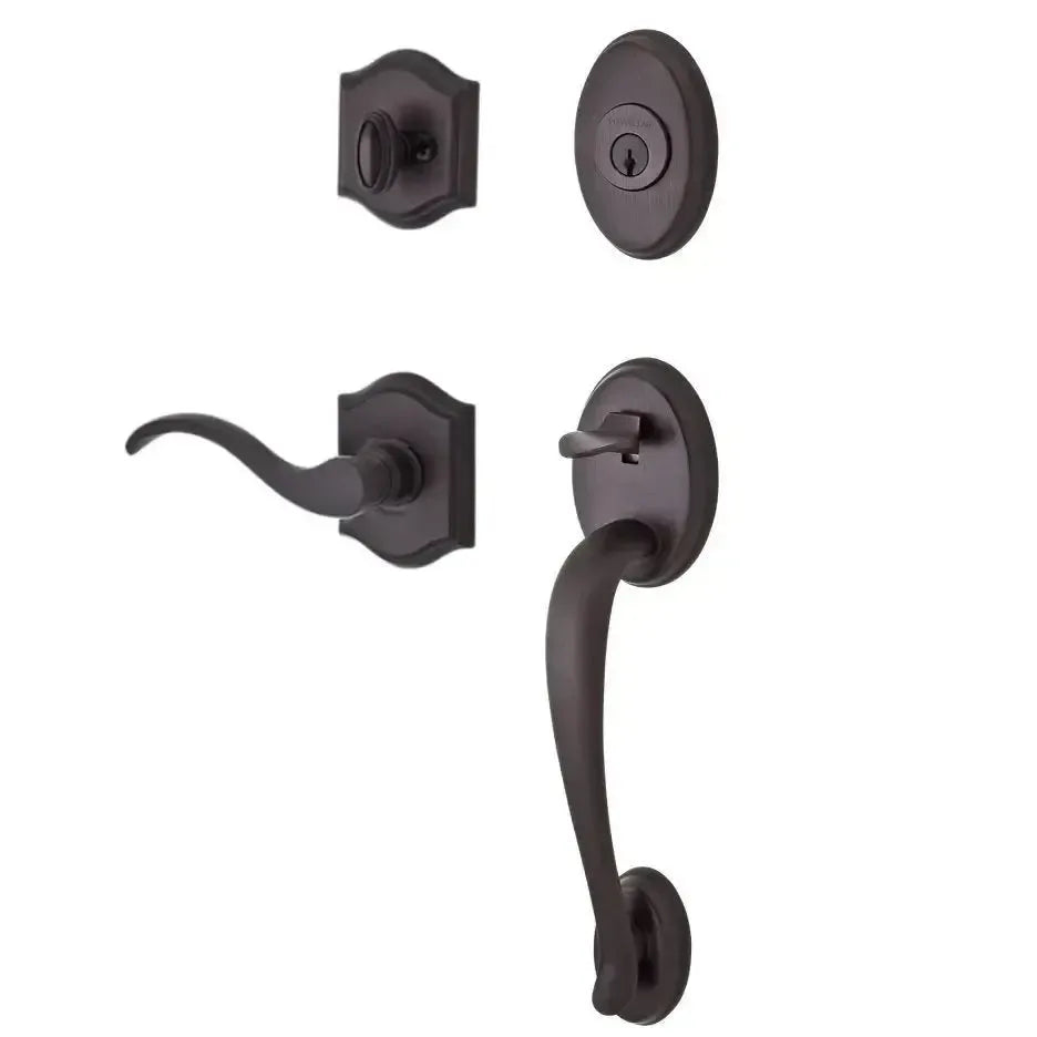 Baldwin ReserveBaldwin Columbus Handleset with Interior Curve Lever with Traditional Arch Rosette in 