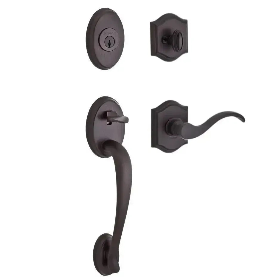 Baldwin ReserveBaldwin Columbus Handleset with Interior Curve Lever with Traditional Arch Rosette in 