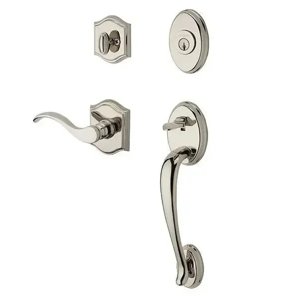Baldwin ReserveBaldwin Columbus Handleset with Interior Curve Lever with Traditional Arch Rosette in 